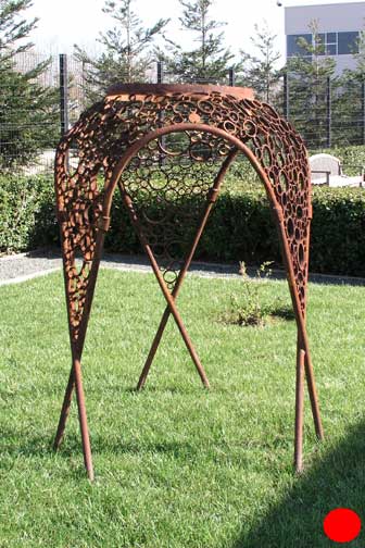 Metal sculpture - metal panel with arched metal top